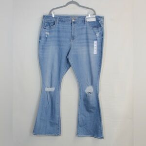 Arizona Jean Company Women's Mid Rise Distressed Blue Bootcut Jeans NWT